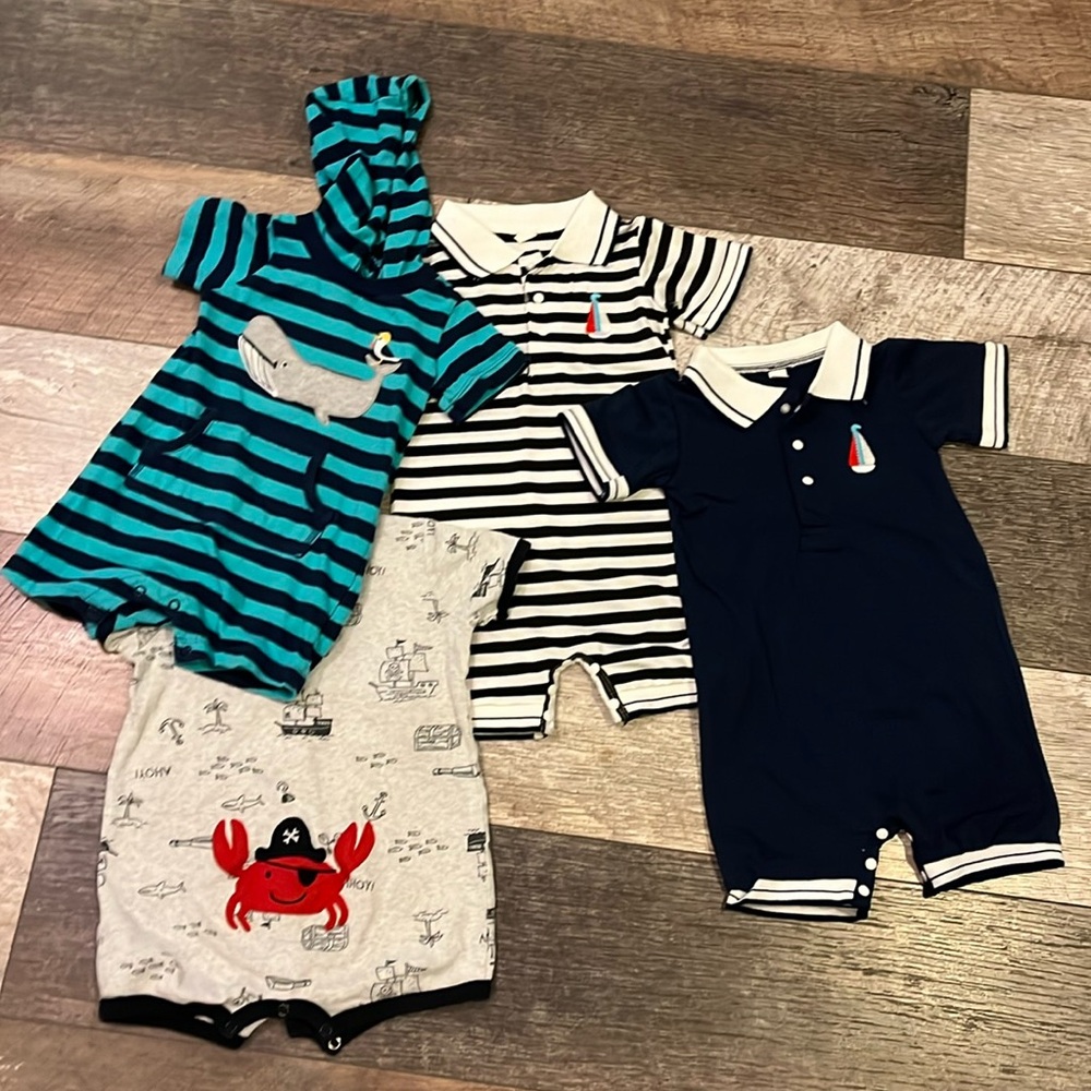 18 month boy nautical rompers